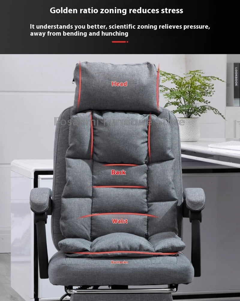 Comfy Fabric Gamer Computer Chair with Removable Soft Cushion Ergonomic Reclining Gaming Chair Adjustable Office Home Desk Chair