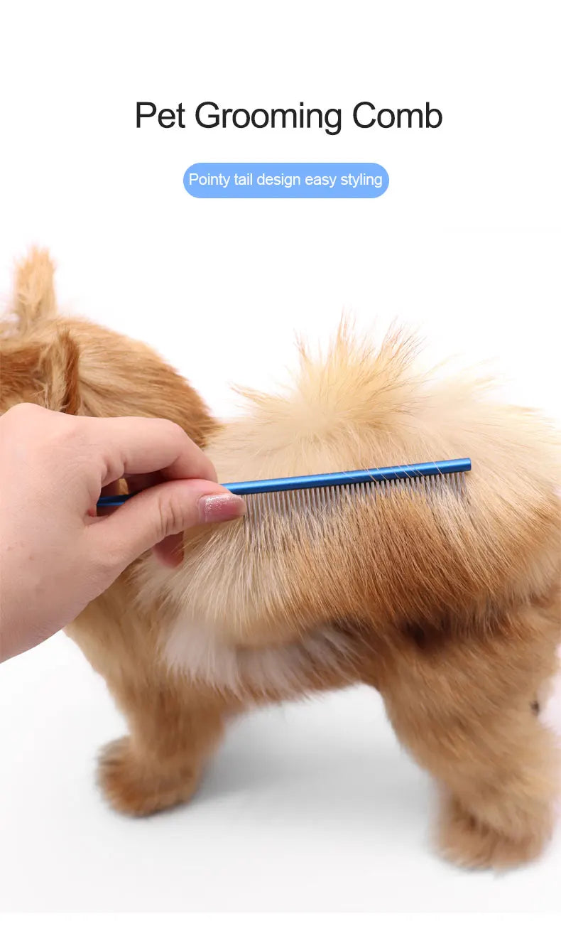 Stainless Steel Pet Flea Comb Practical Colorful Non-rust Dog Grooming Comb Dense Tooth Pet Hair Comb Cleaning