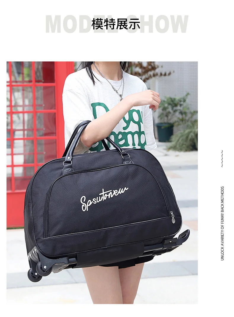 Travel Suitcase Trolley Bag with Wheels Large Capacity Luggage Bags Foldable Duffle Cabin Women Men Hand Luggage Carry On Bags