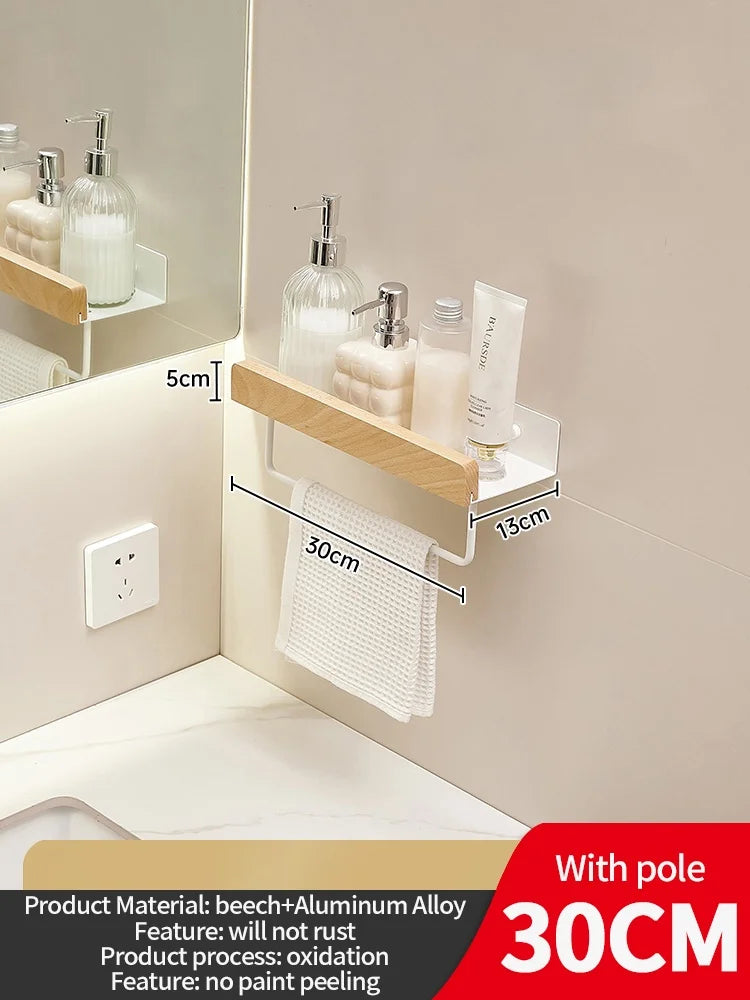 Wooden living room bathroom shelf wall mounted bathroom toilet sink shelf wall storage rack Kitchen shelf storage