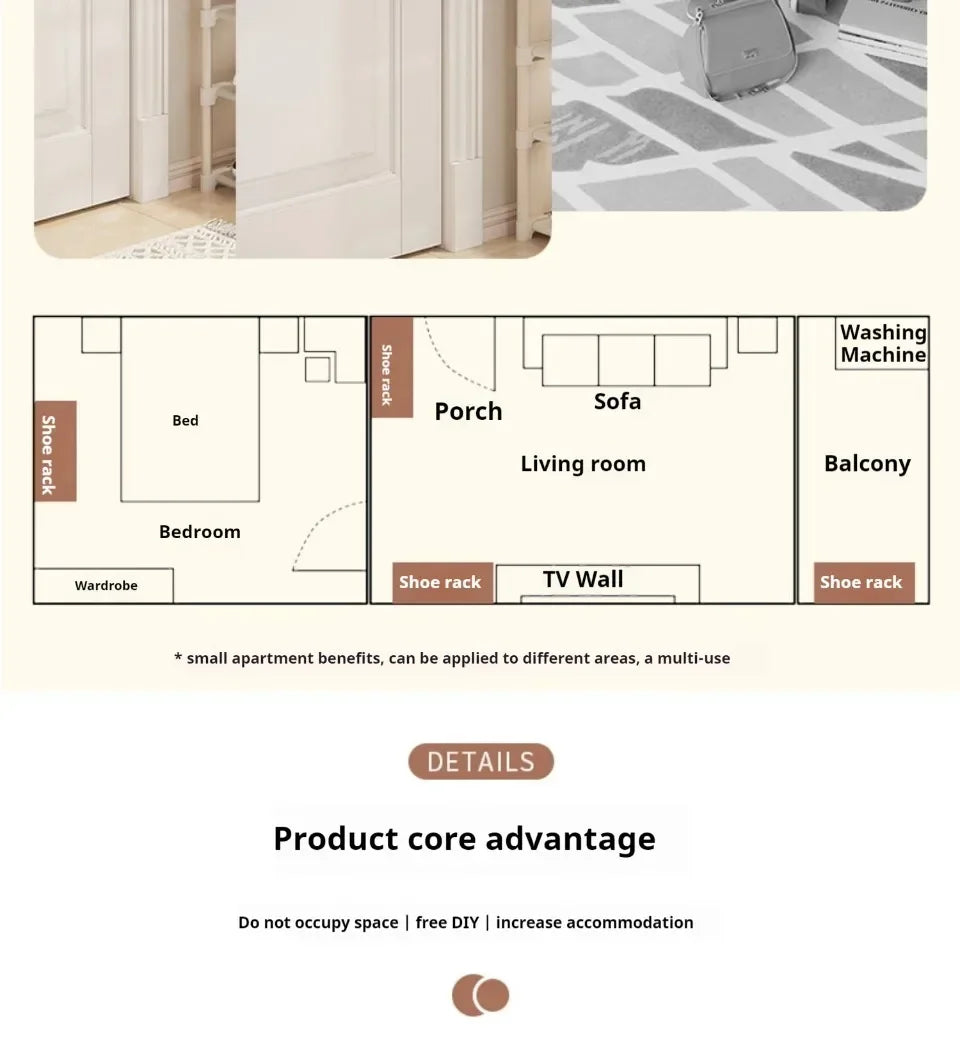 Multilayer Storage Cabinet for Doorway Shoe Shelf for Home Dustproof Shoe Organizer for Entryway Rental Apartment Easy Assembly