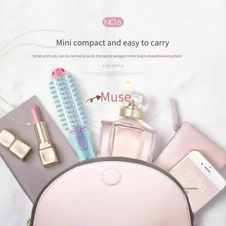 2 In 1 Mini Electric Hair Straightening Curling Iron Set 220V Scald Proof Ionic Hot Comb Hair Styler Travel Hair Styling Tools