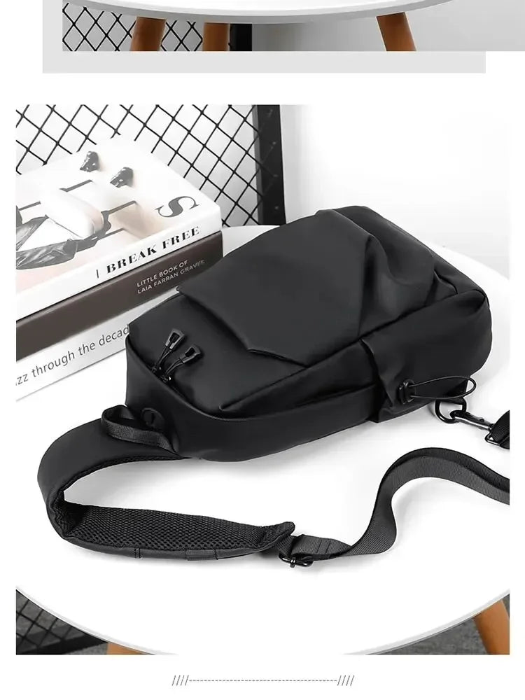 New Men's And Children's Chest Bag Waterproof Trend Simple Usb Charging Solid Color Multifunctional Messenger Bag Shoulder Bag