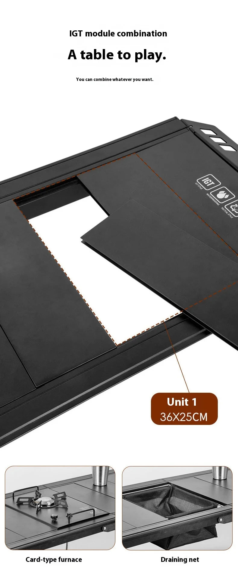 Folding IGT table 5 Unit Lightweight table Backpack roll table Expand adjustable leg desk Desktop burner bbq table