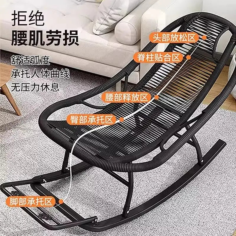 Rocking Recliner Garden Chair Widened Rocking Recliner Rattan Rainbow Rocking Chair Home Living Room Leisure Recliner