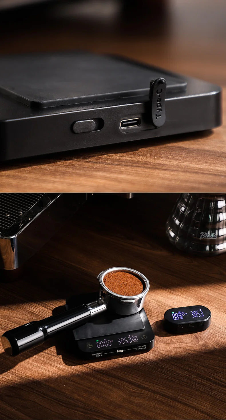 Bincoo Professional Coffee Scale Electronic Scale Coffee Powder Weighing Accurate Weight 0.1g Split Screen Display Barista Tool