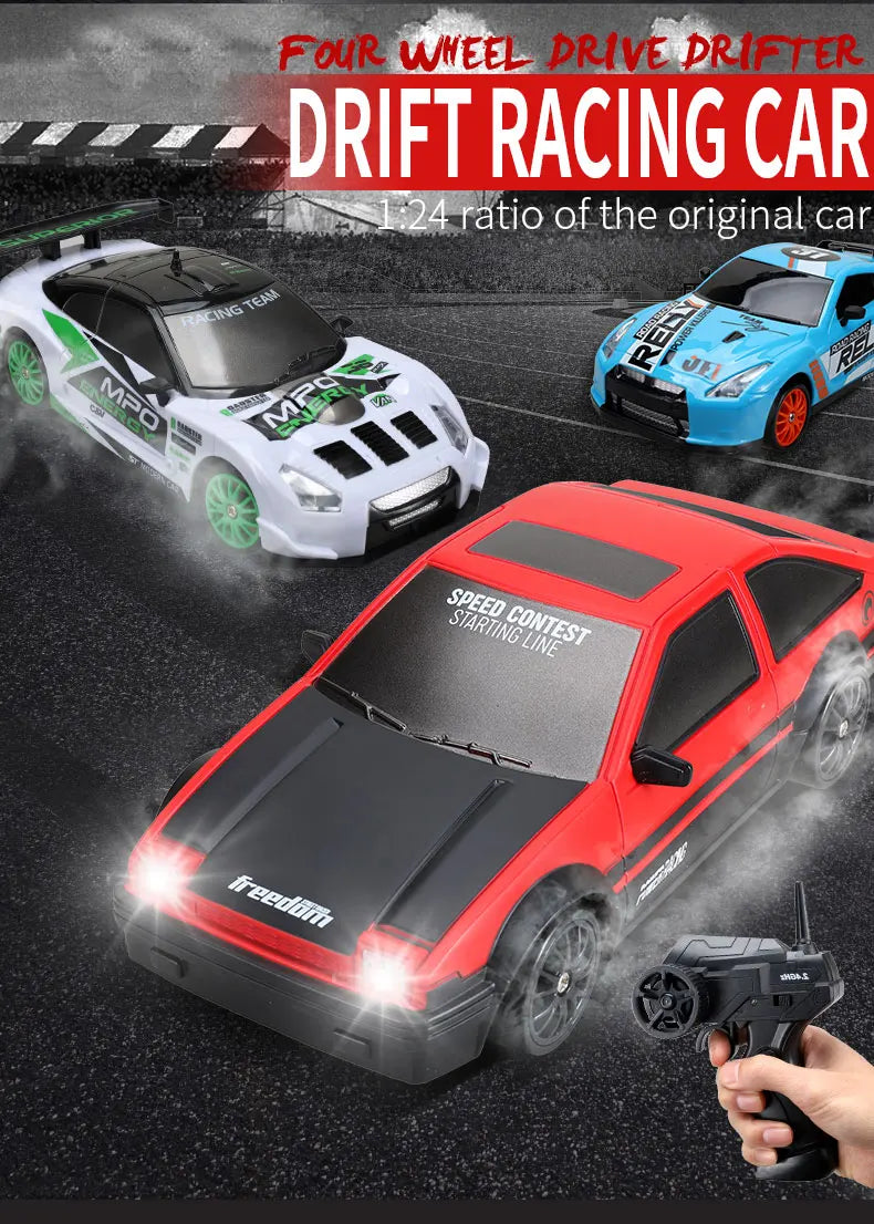 4WD Remote Control Car RC Drift 1:24 20KM/H High Speed Vehicle with LED Lights Racing Sport Toy for Adults Boys Girls Kids Gifts