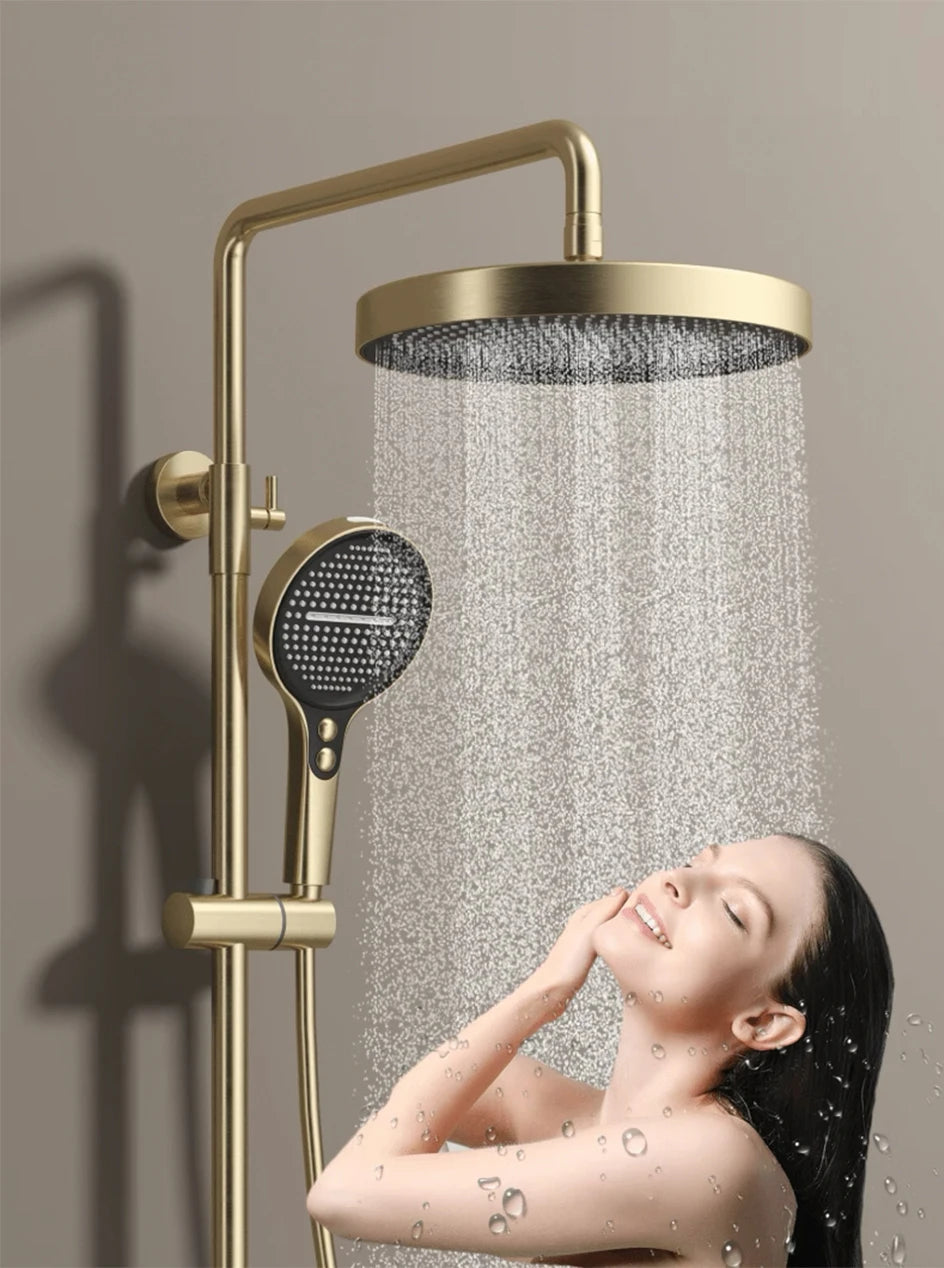 VGX Gold Shower System Set Bathroom Shower Faucet Set 3-way Rainfall Shower Set Shower Mixer Crane with Hand Shower Set Grey