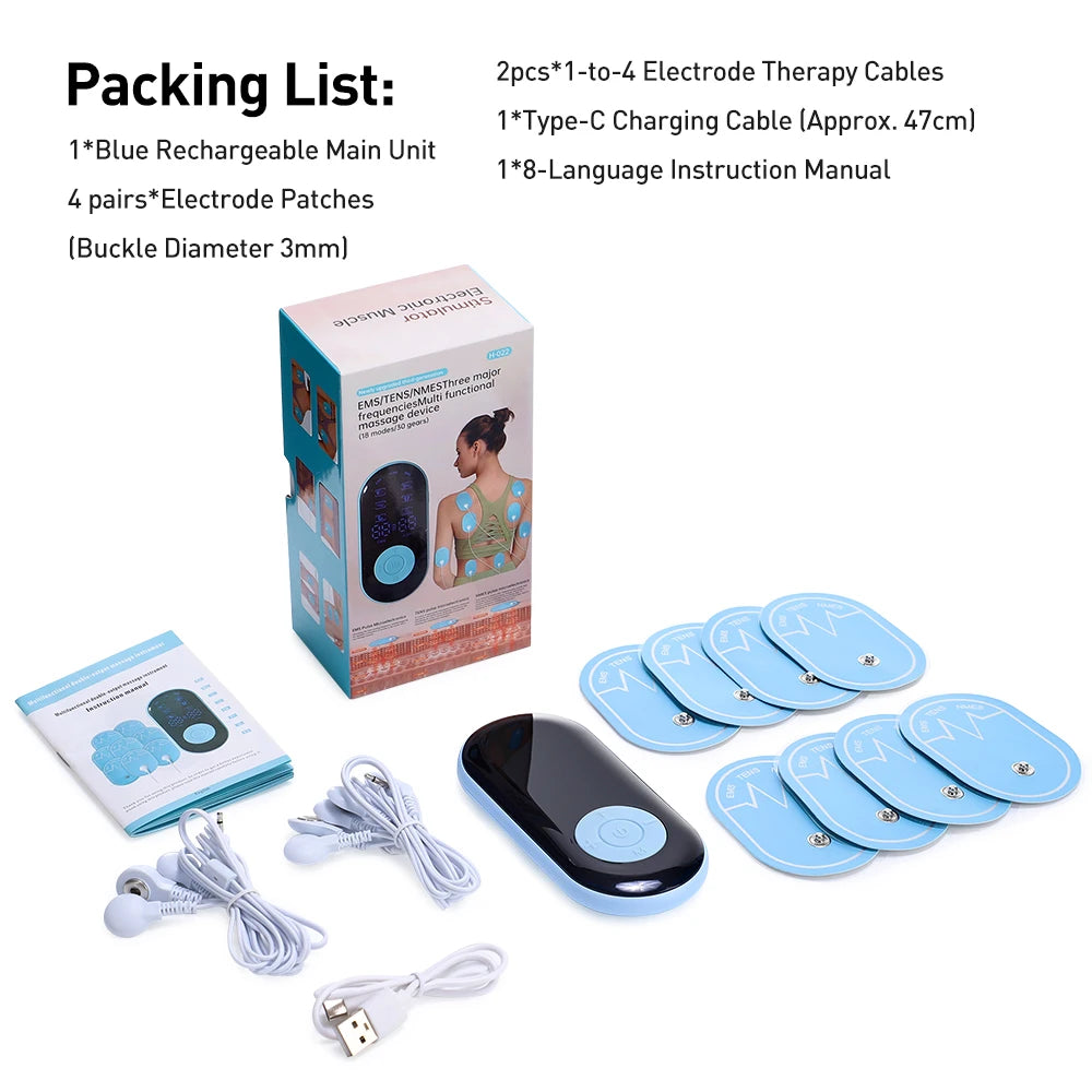 EMS NMES TENS Electronic Boday Massager Muscle Stimulator 18 Modes 30 Intensity Full Body Massager Relax Slimming Machine