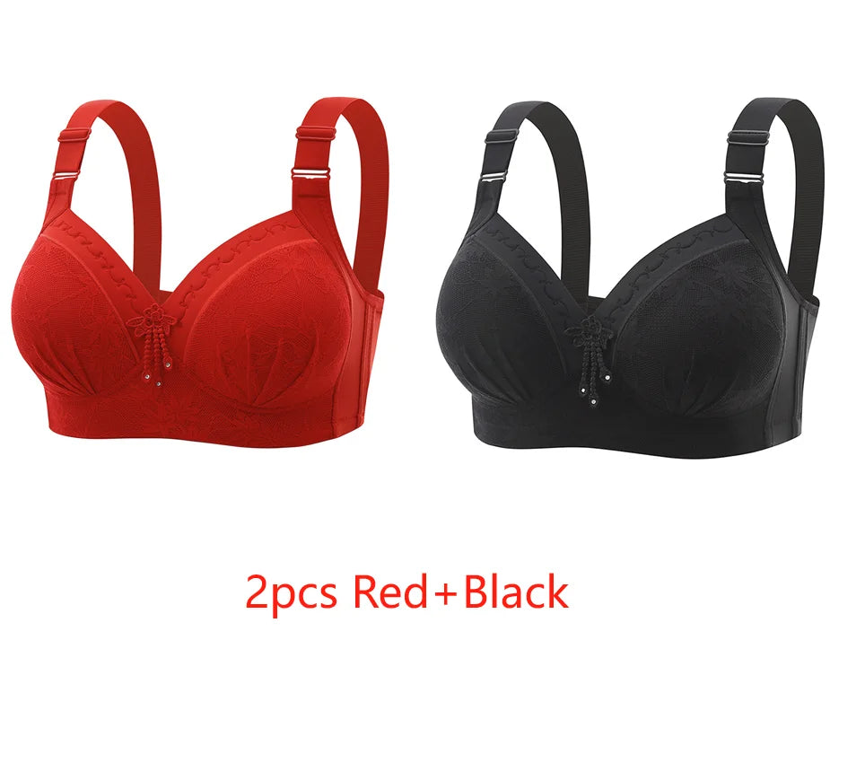 New Lace Printed Oversized Pregnant Women's Breastfeeding Underwear Comfortable Without Steel Ring Gathering Anti Sagging Bra