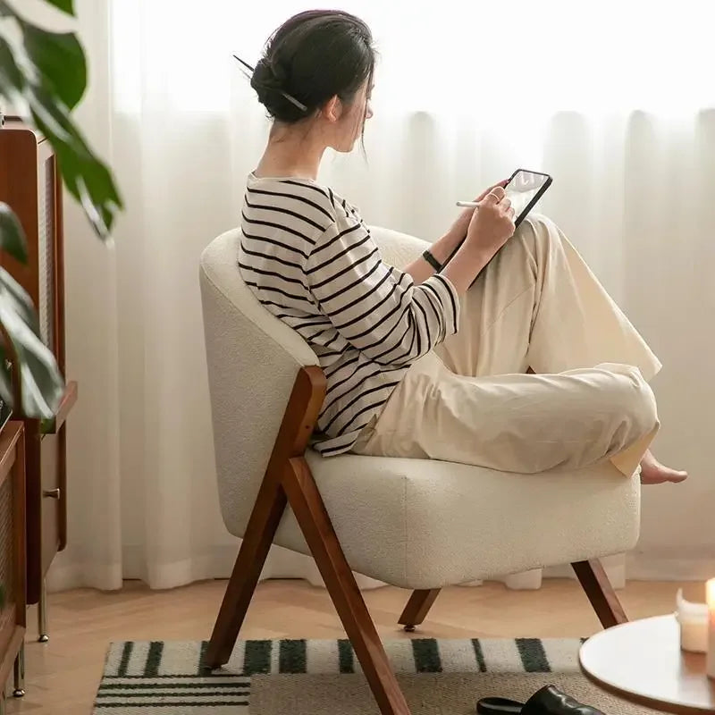 Hot Furniture Nordic, Solid Wood, Stool, Balcony, Sofa Chair, Single Leisure Chair, Hotel, Living Room, Lazy, Bedroom, Makeu