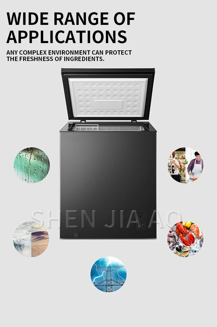 142L Household Freezer 6.8℉to -4℉with Removable Basket Free Standing Top Open Door Compact Freezer 450W Refrigerator For Home