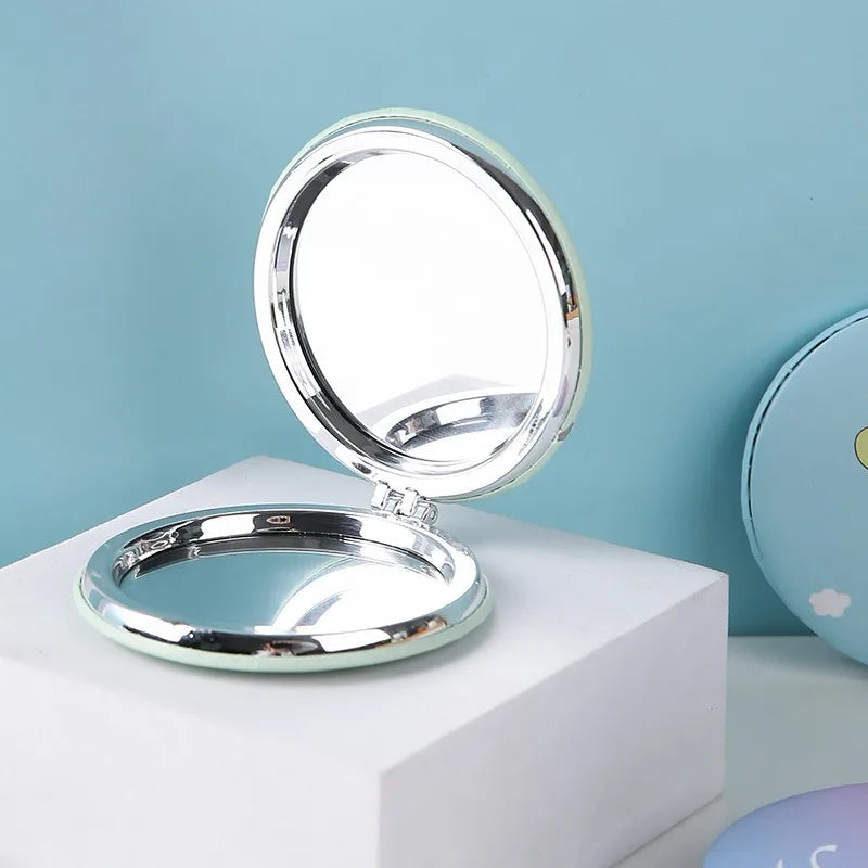 Circular Makeup Mirror Portable Portable Student Pocket Folding Mirror Beauty Makeup Makeup Princess Circular Mirror