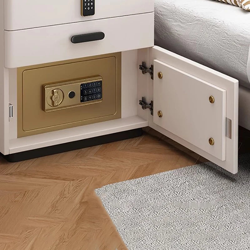 Safe Luxury Bedside Table With Lock Secret Compartment Glamour Metal Nightstands Designer Multifunctional Criado Mudo Furnitures