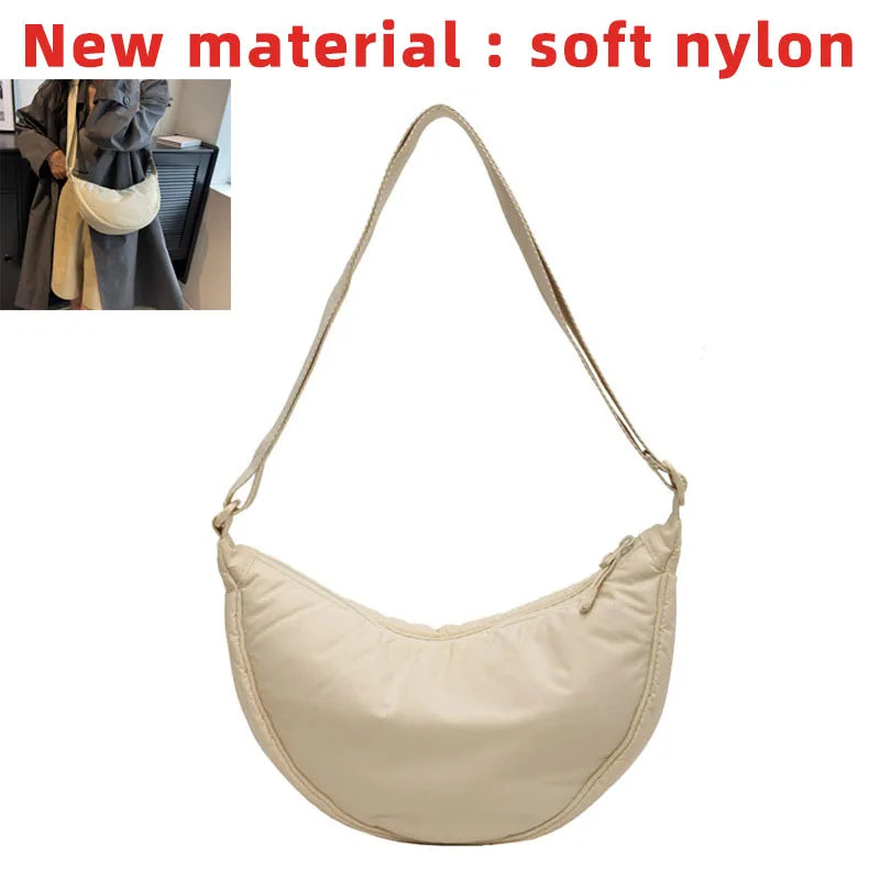 Simple Design Women's Messenger Bag Fashion Ladies Nylon Hobos Small Shoulder Bags Vintage Female Girls Purse Cloth Handbags