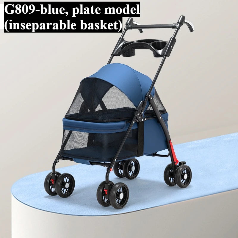 Lightweight Pet Stroller for Cats & Dogs - Foldable Dog Cat Carrier for Small Pets like Teddy & Puppies