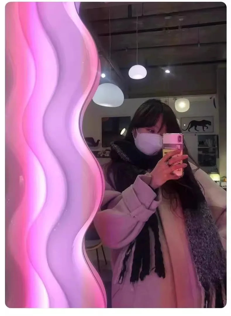 Luxury Furniture Nordic  clothing store  body lamp fitting mirror wave floormirror bedroom home cloakroom mirror bathroom decor