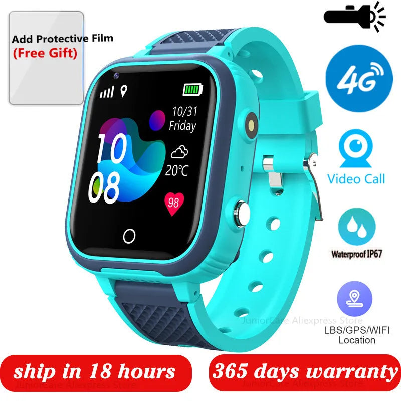 Kids 4G Smart Watch LT21 4GB GPS WIFI Video Call IP67 Waterproof Child Smartwatch Camera Monitor Tracker Location Phone Watch