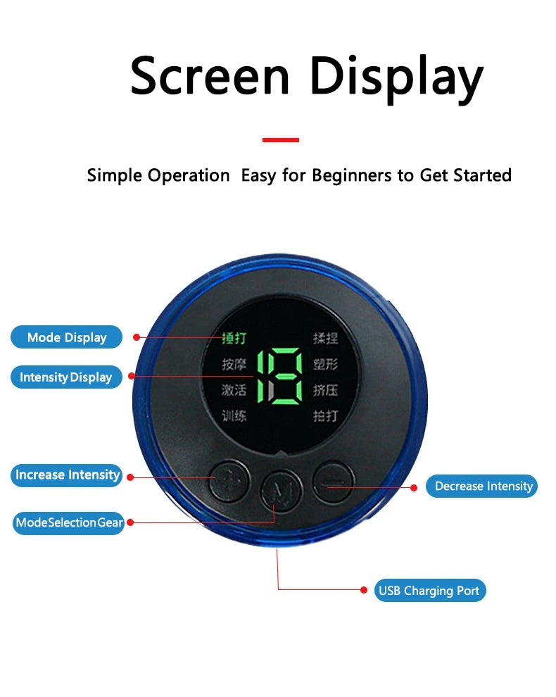 Portable Mini Massage Pad Muscle Pain Relief Micro Current Relieve Fatigue Rechargeable 8 Modes 19 Levels Slim Gel Massage Pad