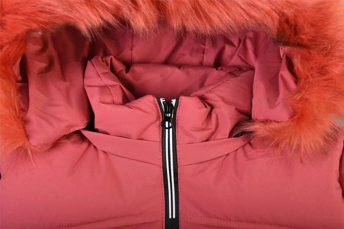 5-14 Years Old Winter Boys Girls Jacket Long Style Hooded Fur Collar Colorful Heavy Coat For Kids Children Outerwear