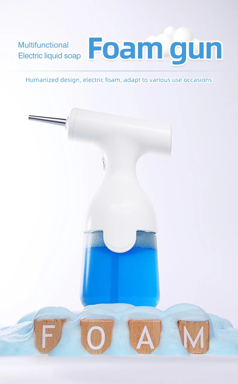 Electric Liquid Foam Dispenser Gun Automatic Continuous Foaming Shampoo Face Wash God Detergent Bathroom Bubble