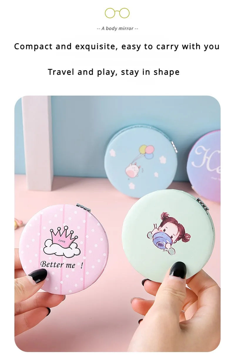 Circular Makeup Mirror Portable Portable Student Pocket Folding Mirror Beauty Makeup Makeup Princess Circular Mirror
