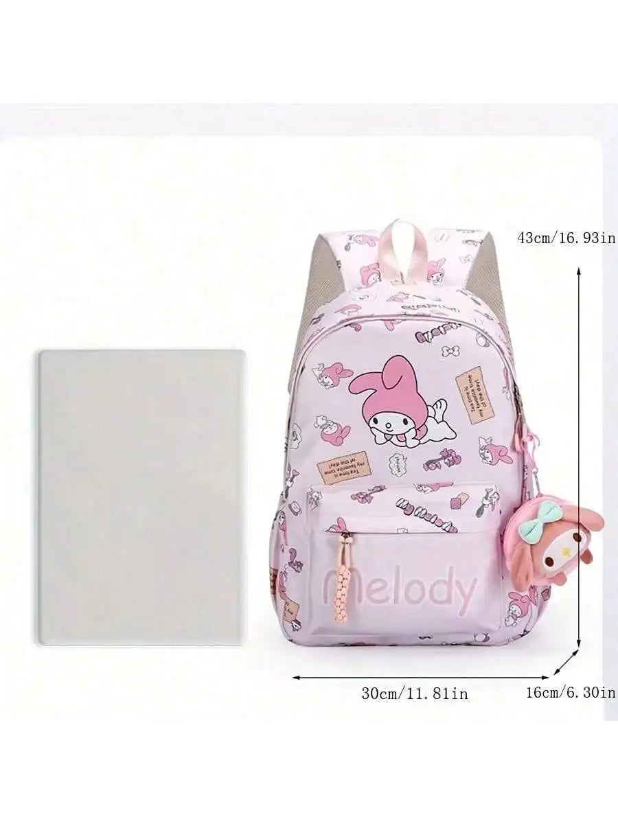Sanrio Backpack, Kawaii Stylish  Bag, Women's Colorblock Rucksack, Large Capacity Foldable Outdoors Daypack