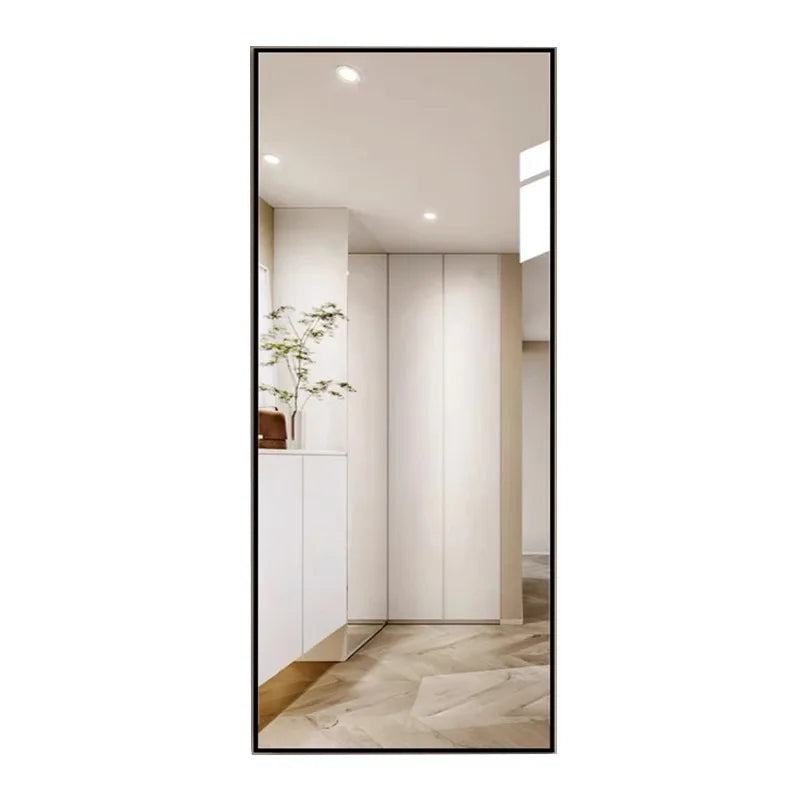 Full body floor full-length mirror clear narrow frame wall hanging fitting mirror living room bedroom clothing store household