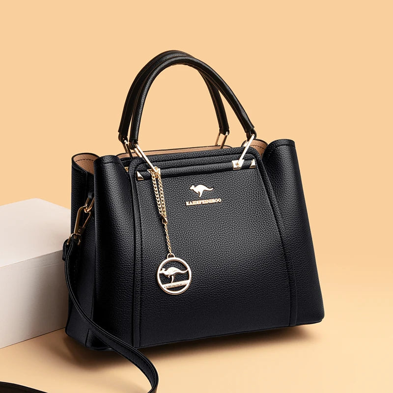 Fashion Women Soft PU Leather Handle Handbag Designer Shoulder Crossbody Bag Ladies Large Capacity Shopping Messenger Tote Bag