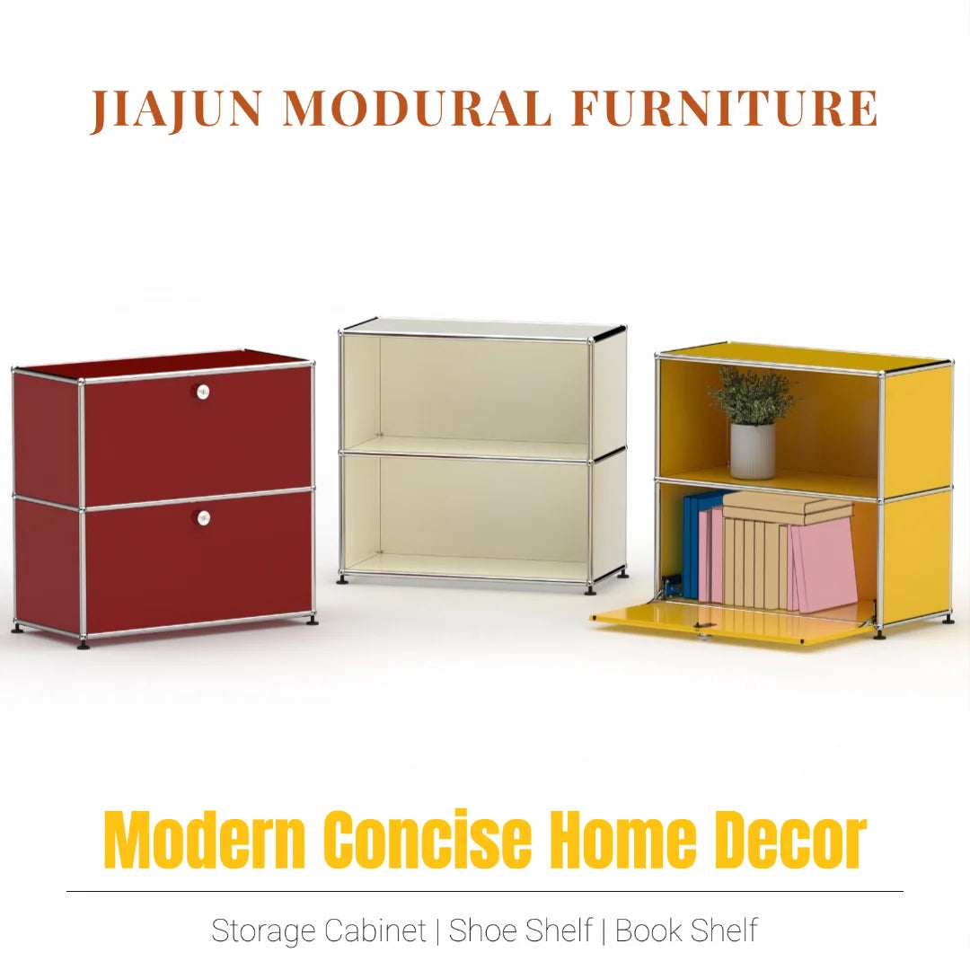 Modern Steel Flip Door Cabinet｜2-Tier Modular Storage Unit｜Custom Color Metal Organizer for Entryway, Living Room or Office