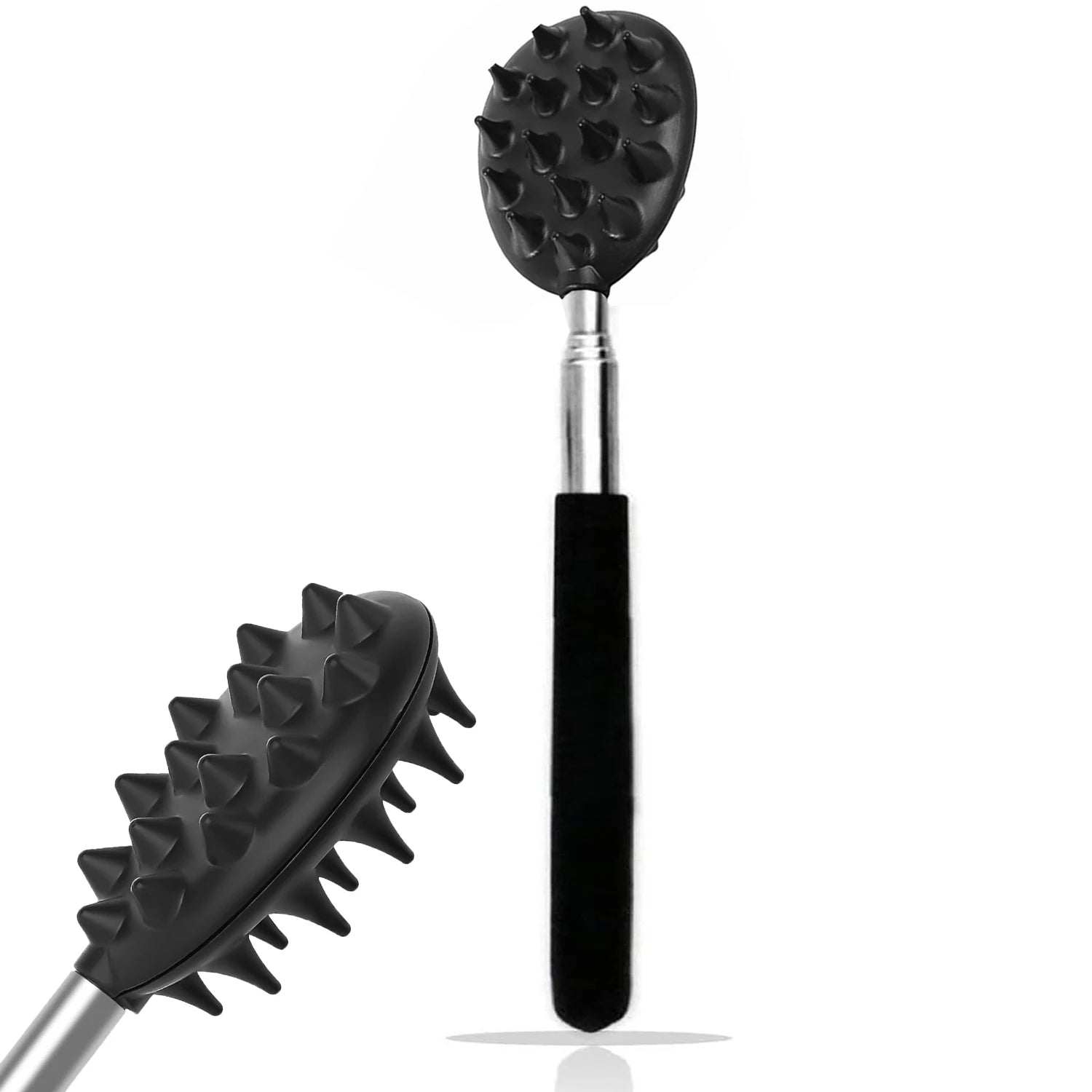 Extendable Cactus Back Scratcher with 1/4-inch & 1/2-inch Spikes, Retractable One-Hand Itch Stick for Men & Women, Durable PVC