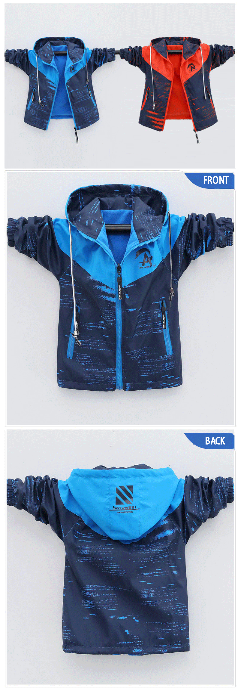 Autumn Children's Clothes Double-sided Wear Jacket Fleece Coat Boy Waterproof Windproof Children Outerwear Sport Jacket For Boys