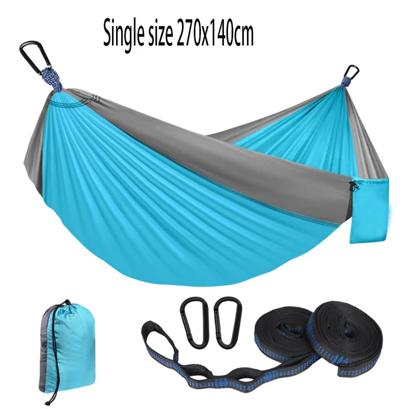 Camping hammock is a portable hammock with tree ties and carry on bags, essential camping equipment