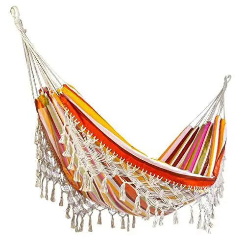 Large 2 Person Hammock Boho Style Brazilian Macrame Fringed Deluxe Double Hammock Net Swing Chair Indoor Hanging Swing delivery