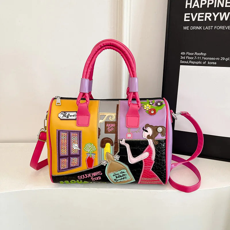 Fashion Women PU Leather Handbags Shoulder Bag Large Capacity Ladies Zipper Messenger Bags for Women Casual Boston Crossbody Bag