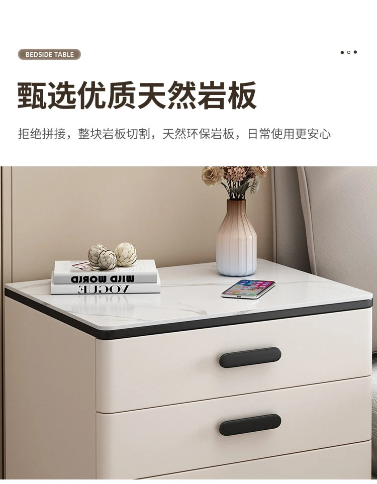 Safe Luxury Bedside Table With Lock Secret Compartment Glamour Metal Nightstands Designer Multifunctional Criado Mudo Furnitures