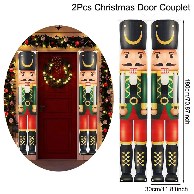Nutcracker Santa Door Banner Decor 2025 Christmas Decorations for Home Xmas Hanging Ornaments Navidad Noel Gifts New Year 2026