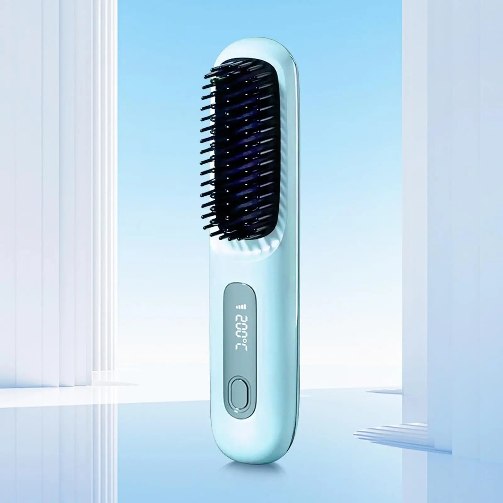 Portable Straightener Brush& Curler 2-in-1– Cordless Comb with Negative Ion,4000mAh Fast Heating&Portable Travel