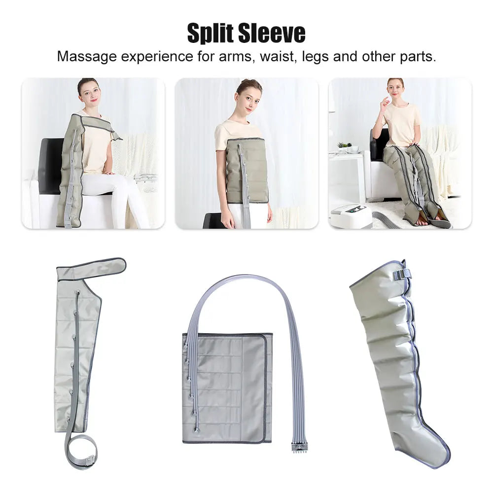 6 Air Chambers Leg Compression Massager Pressotherapy Massage Apparatus Therapy Arm Waist Pneumatic Air Wraps  Relax Pain Relief