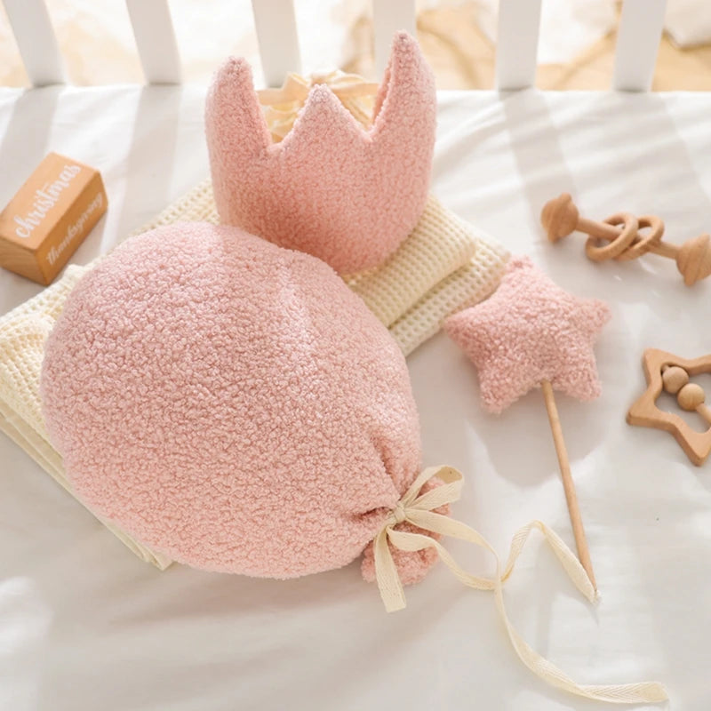 Baby Teddy Velvet Balloon Crown Hat Headwear Star Fairy Stick Happy Birthday Party Decoration Newborn Photography Accessories