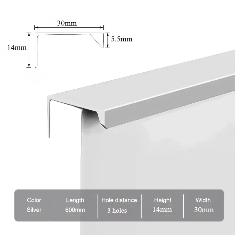 Hidden Furniture Handles Matte Black Gold Silver Kitchen Cabinet Pull Wardrobe Pull Not punched Handles for Cabinets and Drawers