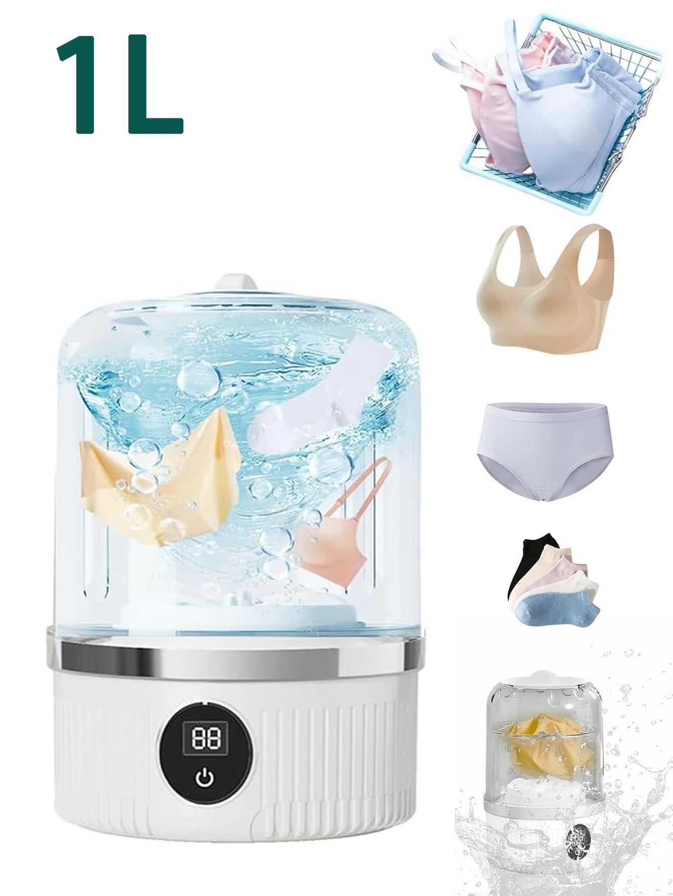 Portable Washing Machine, Underwear Washer, Small Washing Machine, Mini Washing Machine, Rechargeable Cordless Washing Machine