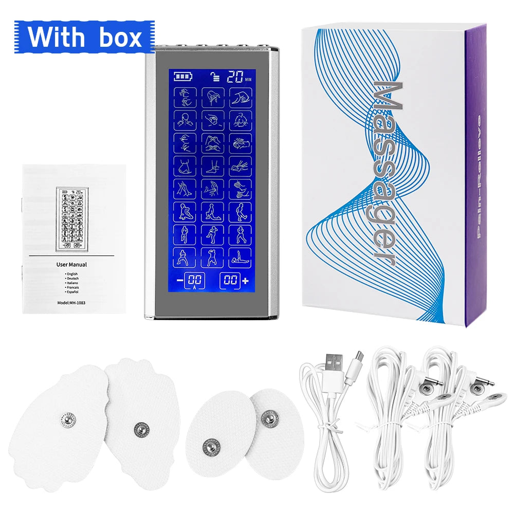 24 Modes Tens Unit Machine with 4 Electrode Pads for Pain Relief Pulse Massage EMS Muscle Stimulator Pain Relief Massage Relax