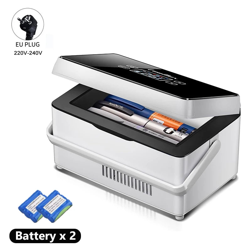 Insulin Refrigeration Box Medicine Cooler With 2 Batteries Large Capacity Car Refrigerator Suitable For Outdoor and Travel