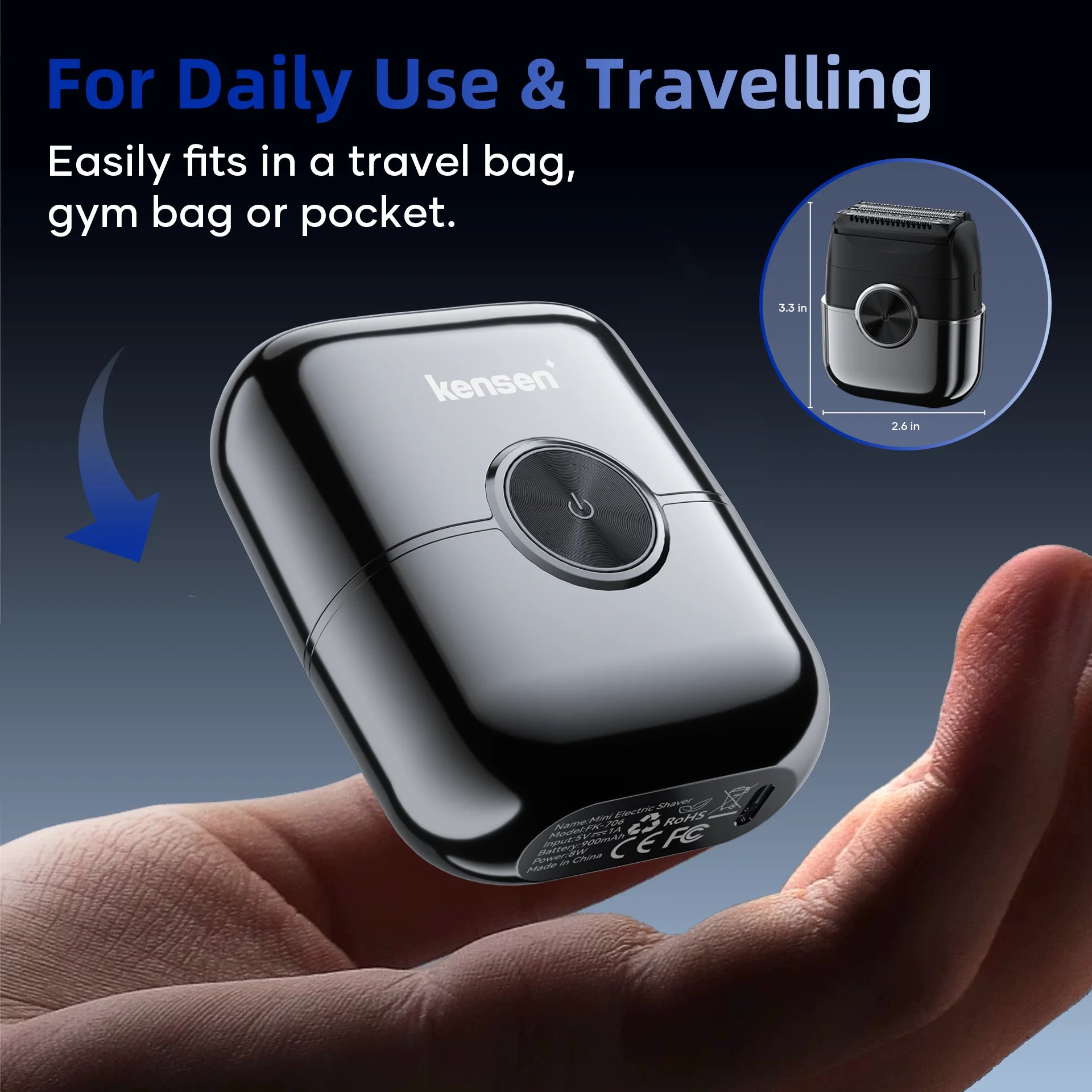KENSEN S26 Electric Shaver for Men 4D Floating Blades Foil Shavers Waterproof 8000RPM Beard Trimmer Portable Mini Electric Razor