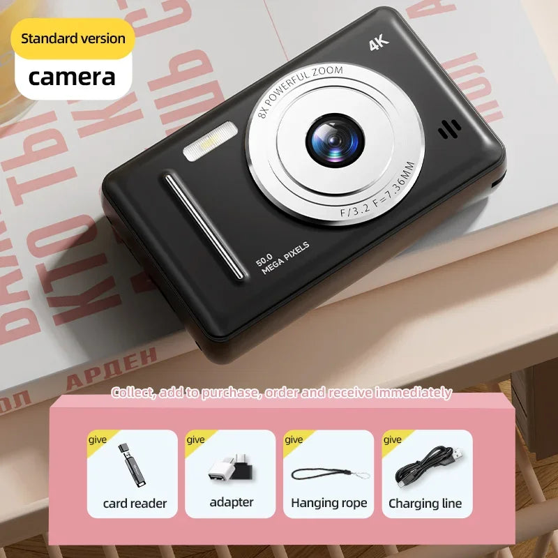 Xiaomi 4k Digital Camera Retro CCD Portable Camera 50 Million Pixels Auto Focus Entry-level Camera Dual Camera Flash Student CCD