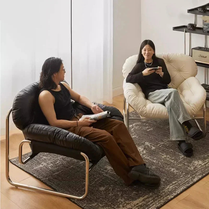 Leather Single Living Room Armchair Adjustable Recliner Chairs Comfortable Backrest Chair Light Luxury Living Room Furniture