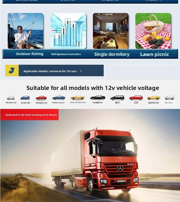 6L Portable Car Refrigerator Semiconductor Cooler Warmer 2in1 Dual Use for Vehicle