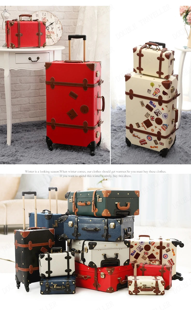 20/22/24''26 inch Luggage set woman Travel Suitcase Set Universal Retro password rolling luggage case middle size luggage