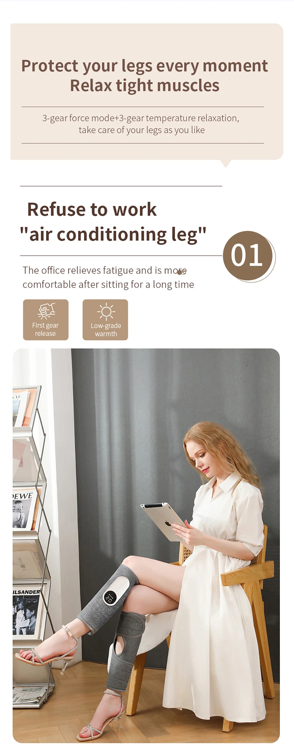 Electric Heated Calf Massager Wireless Air Pressure Leg Massager Hot Compress Calf Massage Machine Promote Blood Circulation